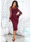 Элегантное платье миди с длинным рукавом сетка 822785-86